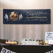 Elegant Navy Gold Gefeliciteerd Afstudeerfeest Spandoek