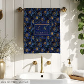 Elegant Navy Gold Towels Custom Name Gift Idea