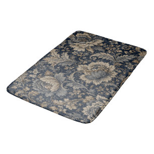 Elegant Navy Goud Botanisch Textielpatroon Badmat
