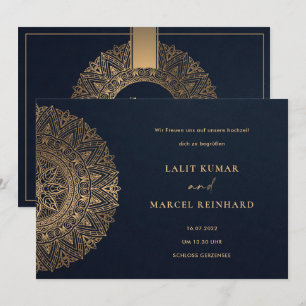 ELEGANT NAVY GOUD KLASSIEK SIERLIJKE MANDALA BRUIL KAART