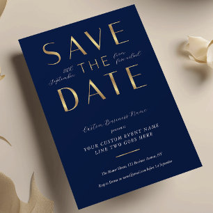 Elegant Navy & Goud Zakelijk Evenement Bedrijfsfee Save The Date