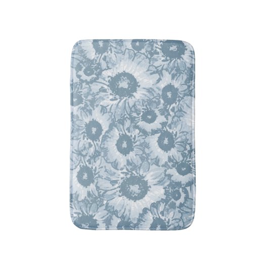 Elegant Navy Gray Floral Pattern Badmat (Voorkant Verticaal)