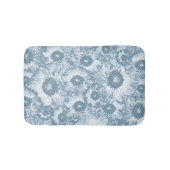 Elegant Navy Gray Floral Pattern Badmat (Voorkant)