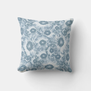 Elegant Navy Gray Floral Pattern Kussen