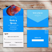 Elegant Navy Jellyfish Nautical Coastal Wedding All In One Uitnodiging