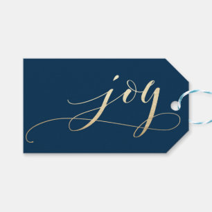 Elegant Navy Joy Faux Folie kerstavond Cadeaulabel