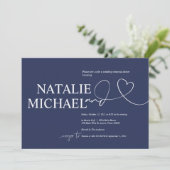 Elegant Navy Minimalism Wedding Rehearsal Dinner Kaart (Staand voorkant)