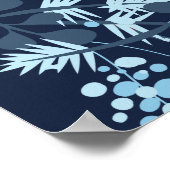 Elegant Navy Monogram Bloem Bruidsbruiloft Ontvang Poster (Hoek)