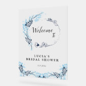 Elegant Navy Monogram Bloemen Vrijgezellenfeest We Acryl Bord (Hoek)