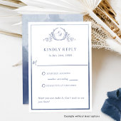Elegant Navy Monogram met Waterverf Wedding RSVP
