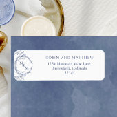 Elegant Navy Monogram Wedding Return Address Label