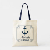 Elegant Navy Nautical Custom Wedding Bridesmaid Tote Bag (Achterkant)