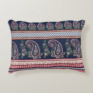 Elegant Navy Paisley: Tijdloos grensontwerp Accent Kussen