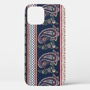 Elegant Navy Paisley: Tijdloos grensontwerp iPhone 12 Hoesje