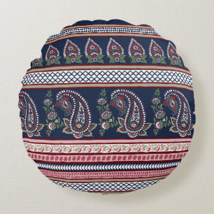 Elegant Navy Paisley: Tijdloos grensontwerp Rond Kussen