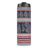 Elegant Navy Paisley: Tijdloos grensontwerp Thermosbeker (Voorkant)