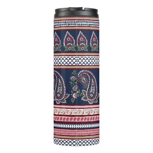 Elegant Navy Paisley: Tijdloos grensontwerp Thermosbeker (Achterkant)