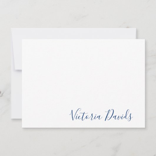 Elegant Navy Personalized Signature Script Notitiekaartje (Voorkant)