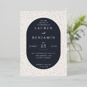 Elegant Navy Polka Dot Wedding Invitation (Debout devant)