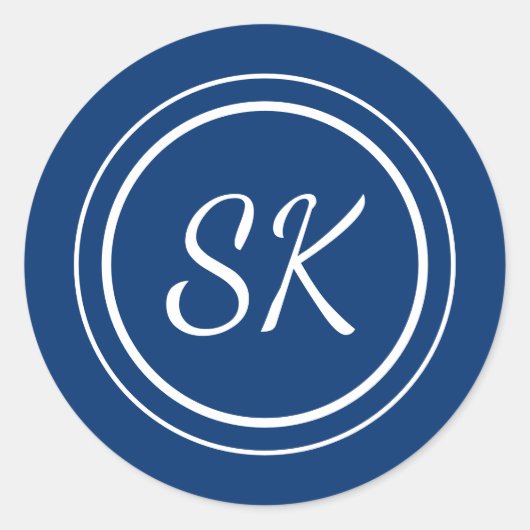 Elegant Navy Professional Monogram Business Ronde Sticker (Voorkant)