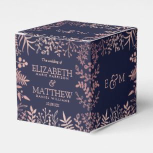 Elegant Navy & Roos Gold Floral Wedding Collectie Bedankdoosjes