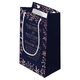 Elegant Navy & Roos Gold Floral Wedding Collectie Klein Cadeauzakje