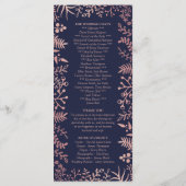 Elegant Navy & Roos Gold Floral Wedding Collectie Programma (Achterkant)