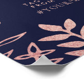Elegant Navy & Roos Goud Bloemen Bruiloft Welkom Poster (Hoek)