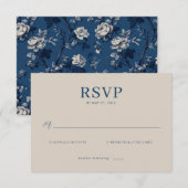 Elegant Navy RSVP Card (Devant / Derrière)