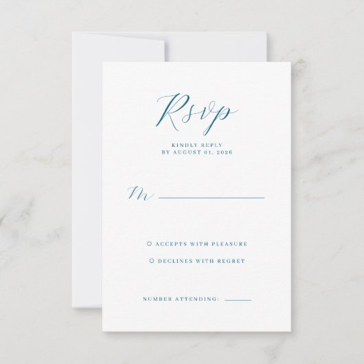 Elegant Navy RSVP Card (Devant)