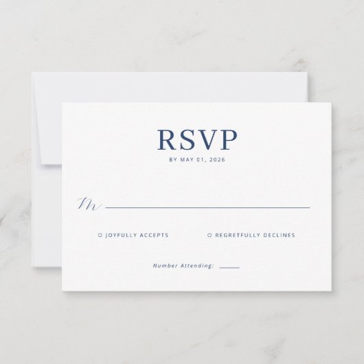 Elegant Navy RSVP Card Kaartje (Voorkant)