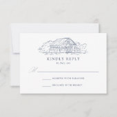 Elegant Navy Rustic Barn Wedding RSVP Kaartje (Voorkant)