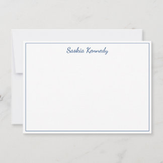 Elegant Navy Script Border Personalized Notitiekaartje