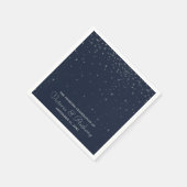 Elegant Navy & Silver Falling Stars Wedding Servetten (Hoek)