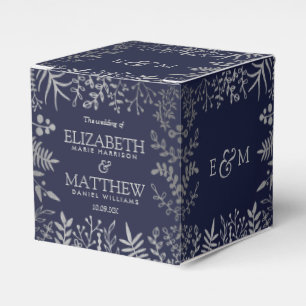 Elegant Navy & Silver Floral Wedding Collectie Bedankdoosjes