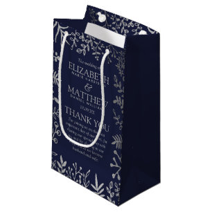 Elegant Navy & Silver Floral Wedding Collectie Klein Cadeauzakje