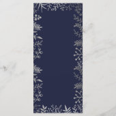 Elegant Navy & Silver Floral Wedding Collectie Menu (Achterkant)