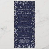 Elegant Navy & Silver Floral Wedding Collectie Menu (Voorkant)