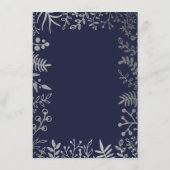 Elegant Navy & Silver Floral Wedding Collectie Menu (Achterkant)