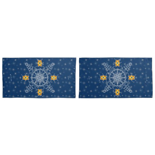 Elegant Navy snowflake kus wintermuackS!!! Kussensloop (Voorkant-Set)
