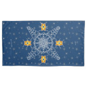 Elegant Navy snowflake kus wintermuackS!!! Kussensloop (Voorkant-Links)