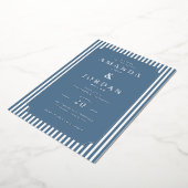 Elegant Navy Striped Wedding Invitation (Rotation)
