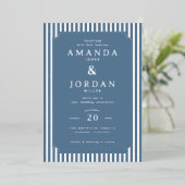 Elegant Navy Striped Wedding Invitation (Debout devant)