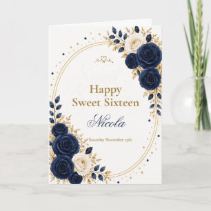 Elegant Navy Sweet 16 Kaart