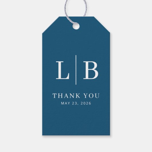 Elegant Navy Typographic Thank You Cadeaulabel (Voorkant)