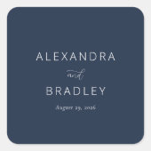 Elegant Navy Typographic Vierkante Sticker (Voorkant)