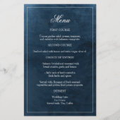 Elegant Navy Waterverf Monogram Weddenschap Menu (Voorkant)