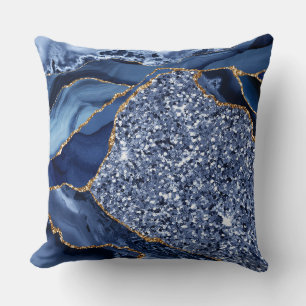 Elegant Navyblauw en Gouden Glitter Oceaan Agiet Kussen