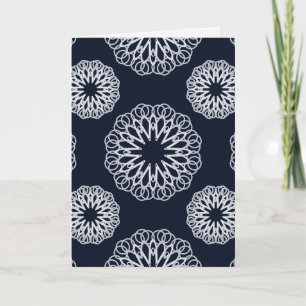 Elegant Navyblauw en Wit Mandala Patroon Kaart