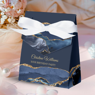 Elegant Navyblauw & Gouden Verjaardagsfeest Bedank Bedankdoosjes